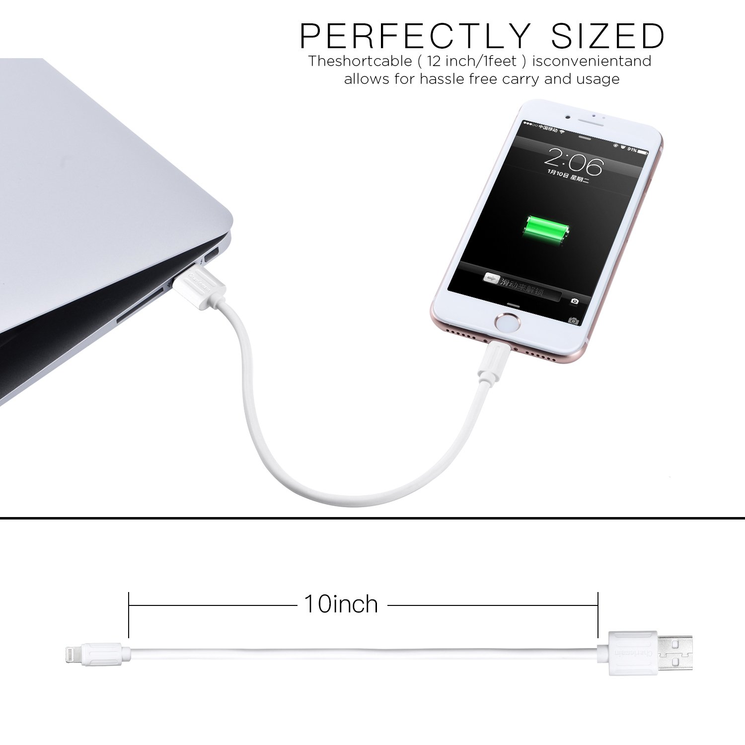 Charlemain Phone Kabel kurz, Handy Ladekabel 30cm(4 STK),Nylon USB Kabel kompatibel mit iOS System, wie Phone X XS Max XR/8/8 Plus 7/7 Plus 6/6s Plus 5/5s/5c, Pad Mini/Air usw