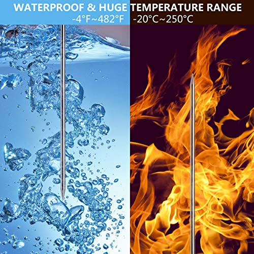 HOSPORT Wireless Meat Thermometer Waterproof Digital Cooking Thermometer for Oven BBQ Grill Kitchen Food Smoker Cooking (Red) - Thumbnail 4