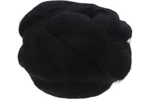 ARTSEWPLY 100g Black Needle Felting Wool Roving Merino Top for DIY Craft Materials, Soft Wool Fiber for Wet