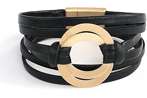 hotoo Circle Charm Bracelets for Women Handmade Leather Wrap Bracelets for Couples Friendship Bracelet Bohemian Cuff Bangle Boho Jewelry Gift