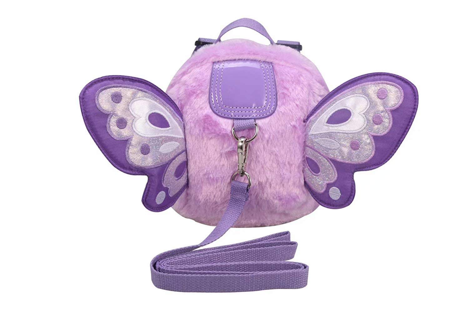 OMALOO Baby Walking Safety Harness Reins Belt Kid Child Toddler Backpack Bag with Butterfly Pattern for 1-3 Years Girls (Fluff Purple)