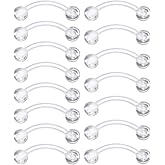 Yolev 15pcs Clear Piercing Retainers Jewelry Clear Eyebrow Piercing 16g Invisible Curved Barbell Plastic Belly Button Rings Cartilage Tragus Helix Daith Rook Earring Piercings Jewelry For Women Men
