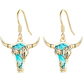Midir&Etain Turquoise Earrings 925 Sterling Silver Texas Western Cow/Cactus/Boot/Dreamcatcher/Horseshoe Dangle Earrings Cowgirl Cowboy Jewelry for Women
