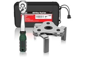 Moker Universal Oil Filter Wrench Adjustable, 3 Jaw Oil Filter Remover Tools fits Filters from 2-1/8 To 4-1/2 inches(54-115mm),w/Quick Release Ratchet, Oil Filter Change Set, Ideal for Engine Filters