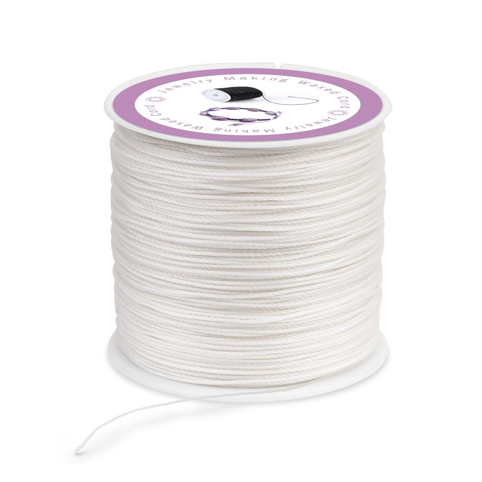 0.5mm 116 Yards Waxed Cord for Jewellery Making Bracelet String Waxed Thread for Bracelets Bead Thread Linen Thread for Bracelet Necklaces Jewellery Making (White) — image 1