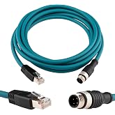 Lonlonty M12 to RJ45 Cat6 Industrial Ethernet Cable,Automation Systems Interconnect M12 4 Pin D Code Male to RJ45 Male Shielded Cable Assembly, 10Gbps Cat6 SFTP 26 AWG 3M/9.8Ft