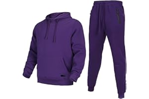 Megub Tracksuit for men 2 pieces,Fleece hooded outfit,casual sweatsuit set jogger suit outwear