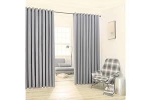 WARM HOME DESIGNS Extra Large 2 Light Grey Wall to Wall Curtains 108"x132" Each with 2 Matching Tie-Backs. Total Width is 216 Inches (18 feet). Great as Room Dividers or Partitions. N Silver Wall 132"