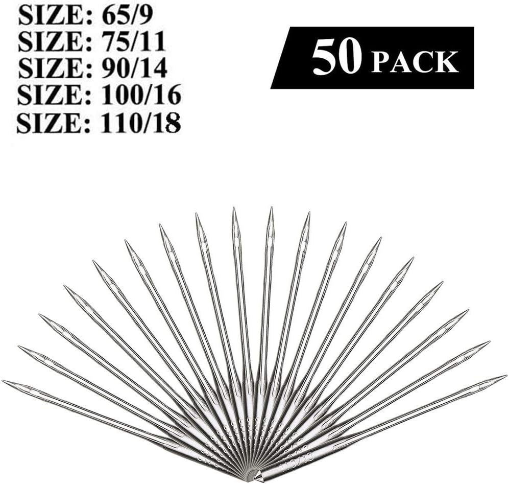Sewing Machine Needles, 50 Count, Universal Regular Point for Singer (B)