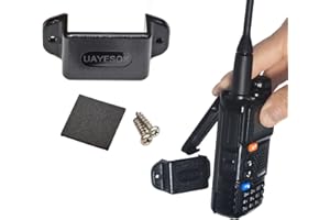 UAYESOK Ham Handheld Radio Holder, Walkie Talkie & Speaker Mic Vehicle Car Clip Mount Bracket, Adhesive Back Screw Fixation(Black)