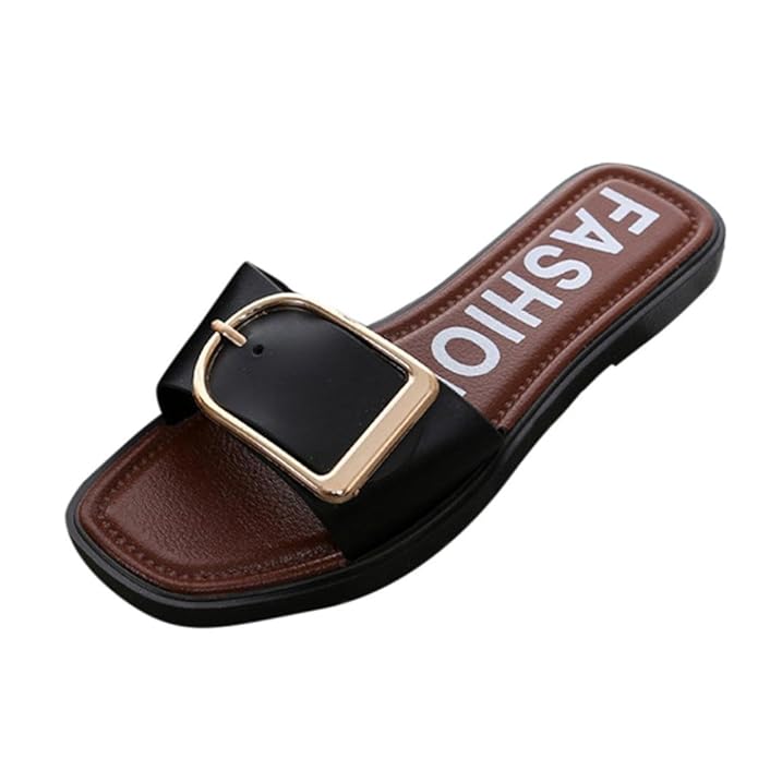 Ansenesna Sandalen Damen Sommer Flach Offen Metallic Elegant Slipper Mädchen Vintage Strand Outdoor Schuhe