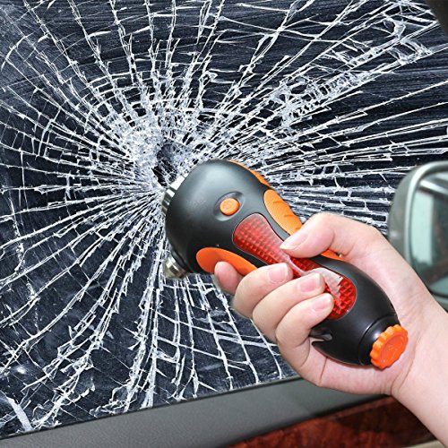 Vehicle Emergency Hammer 6-In-1 Auto Emergency Life Saving Kit with Seatbelt Cutter Window Breaker Flashlight Whistle Magnet Alarm Lamp Car Safety Device Lifesaving Tool Kit