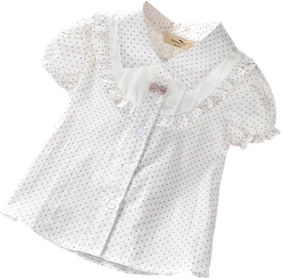 Amazon Elfin Park ブラウス 半袖 子供服 女の子 ガールズ シャツ パフスリーブ プリンセス 水玉柄 卒業式 入学式 発表会 シャツ ブラウス 通販