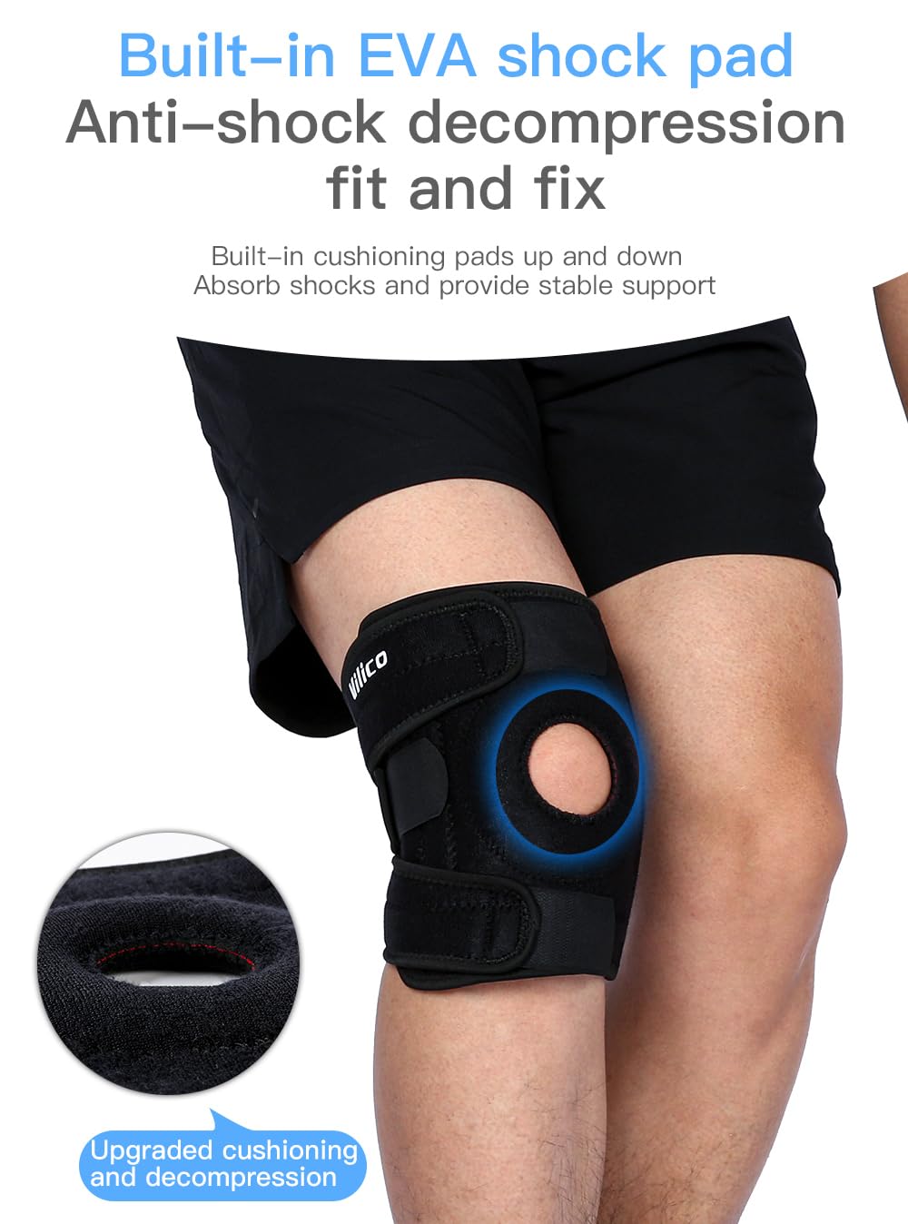 Knee Brace Compression Sleeve Hinged Joint Support Open Patella Stabilizer Wrap