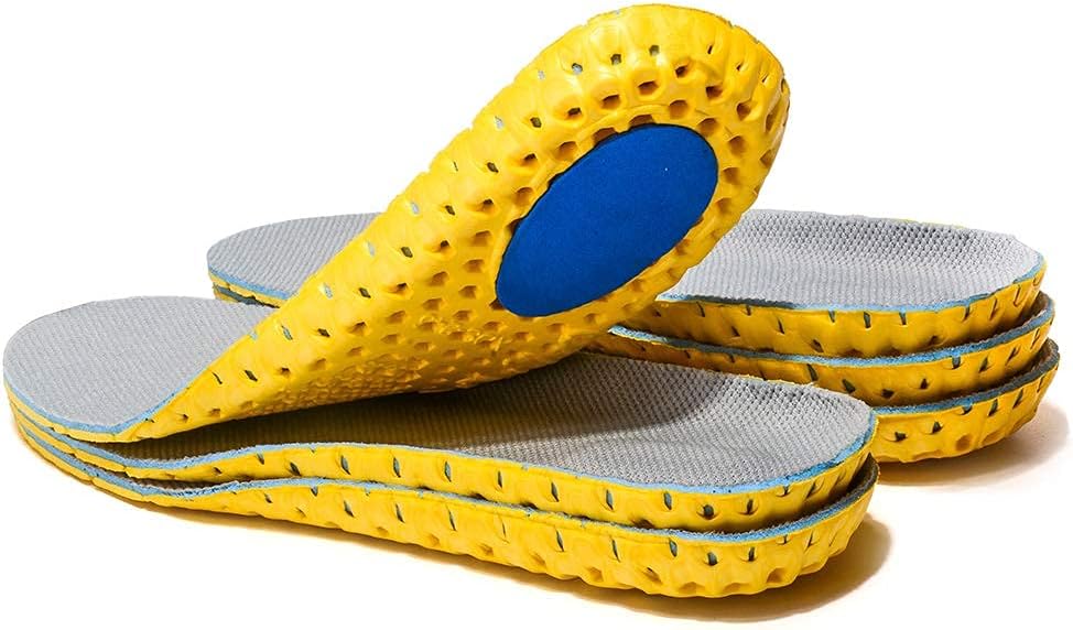 XINIFOOT 3 works Elastic Shock Absorbing Shoe Insoles Breathable Honeycomb Sneaker Inserts Sports Shoe Insole Replacement Insoles for Men and Women (Yellow)
