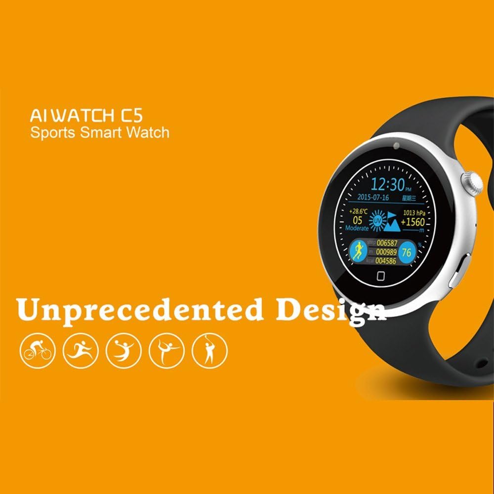 Aiwatch C5 Smartwatch Bluetooth, Compatible con iOS 7.0 Android ...