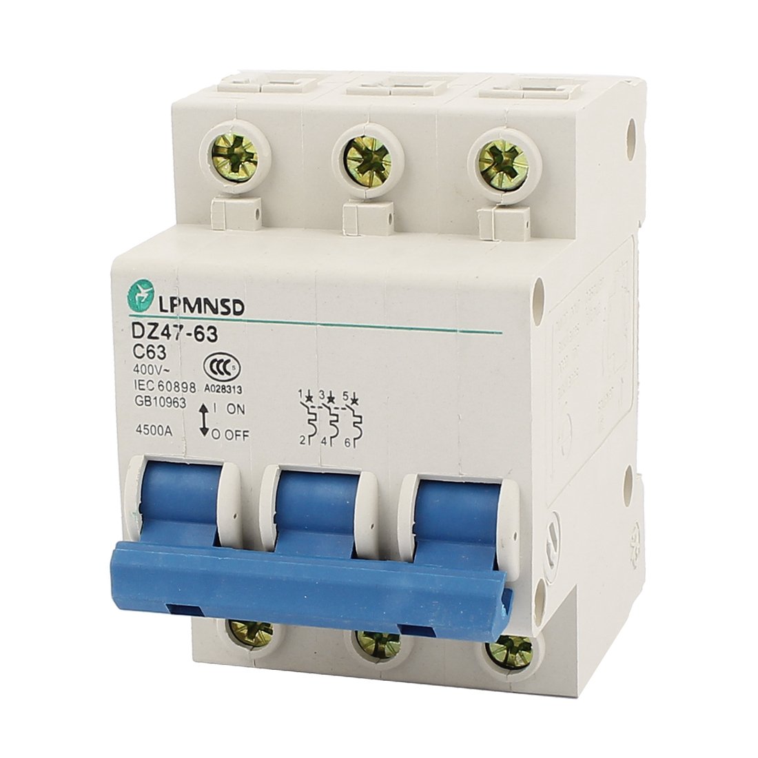 Sourcingmap DZ47-63 C63 AC 400V 63A 3 Pole Overload Protection Circuit Breaker