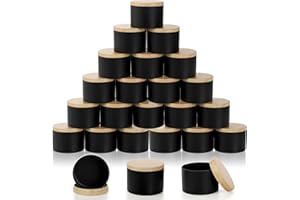 Pumtus 24 Pack 8 OZ Candle Tins, Matte Black Candle Container with Lids, Round Metal Jars for Making Candles, Bulk Empty Candle Vessel, Wax Mold Supplies, Gift Packaging Can for DIY, Storage, Gift
