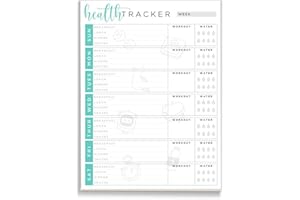 Tiny Expressions - Food and Fitness Journal Notepad with 55 Tear-Off Pages (8.5" x 11") - Health and Wellness Tracker for Diet, Exercise, and Weight Loss - Daily & Weekly Planner Pad for Men & Women