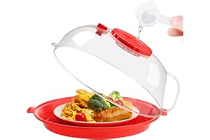 Microwave Splatter Cover Lid for Food 10.5 Inch, Clear Microwave Splash Guard Cooker Lid with Handle, Dish Bowl Plate Serving