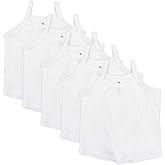 HonestBaby Girls 5-Pack Cami Tops Sleeveless T-Shirts 100% Organic Cotton for Infant and Toddler Baby Girls