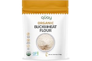 Quay Naturals Organic Buckwheat Flour, 2.5lbs | Gluten-Free, Non-GMO, Vegan | USA Grown, Stone-Ground | Rich Nutty Flavor | Buckwheat Groats