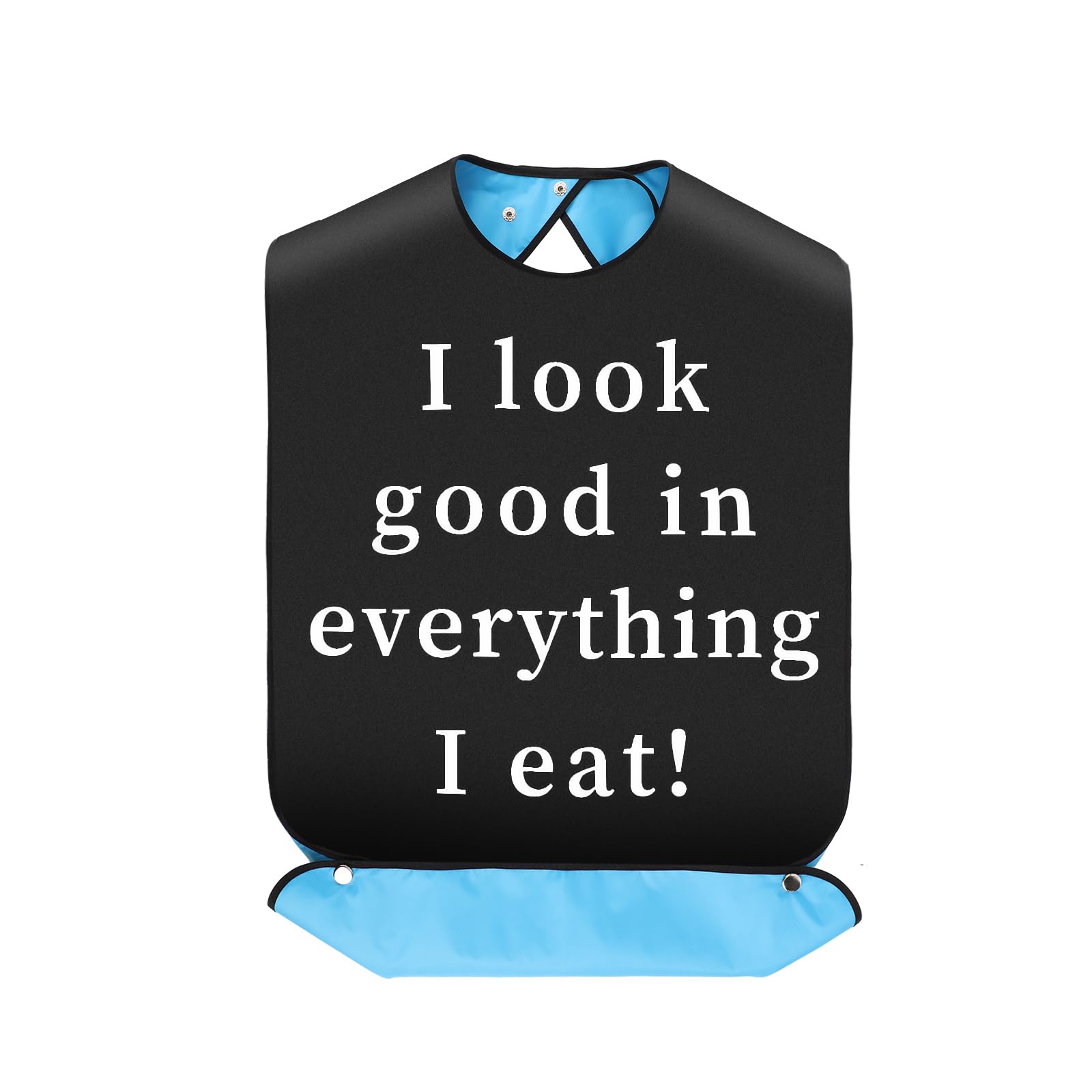 lasuroa Adult Bibs, Funny I Look Good In Everything I Eat Adjustable Large Adult Bibs for Eating Waterproof Washable Reusable Bib Dining Clothing Protectors for Elderly Seniors, Men, Women