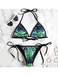 Trajes de baño para dama, diseño triangular brillante