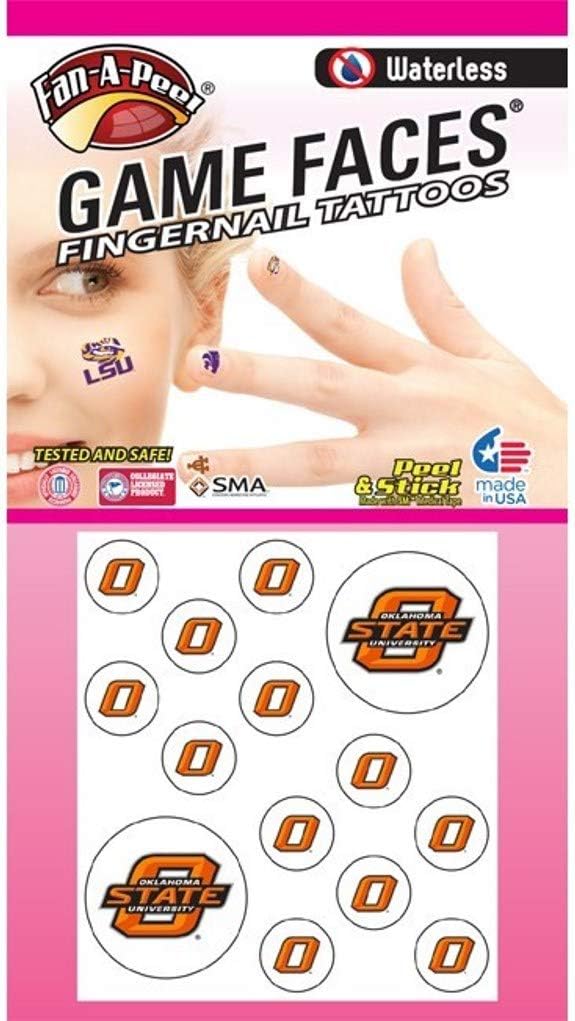 Oklahoma State University (OSU) Cowboys – Waterless Peel & Stick Temporary Fingernail Tattoos – 12 Fingernail Tattoos & 2 Spirit Tattoos