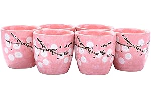 Whitenesser Japanese Sake Cups Set of 6, Pink Saki Cups