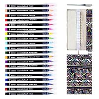 Watercolor Brush Pens - 20 Pre-Filled Water Color Brush Markers with Real Brush Tips for Water Coloring - Bonus Cloth Canvas Wrap and Water Brush Pen - Odor & Oil Free - 22 Piece Set