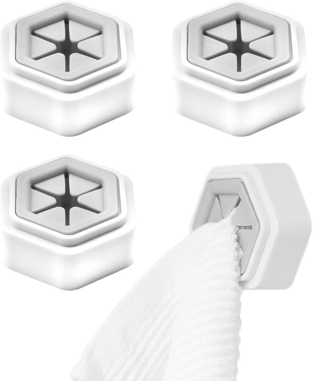 3M Self-Adhesive Towel Holder (Pack of 4) – Perfect for Hanging Face Towels, Body Towels or Robes. Wall Mounted Hook for Bathroom, Kitchen. Stick & Go Easy Installation - - 