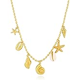 ENSKEFEN Summer Charms Necklace for Women Conch Seashell Starfish Pendant Choker Necklace Fashion Boho Beach Ocean Jewelry