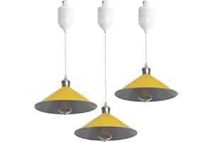 SKIVTGLAMP Adjustable Height H Type Track Lighting Pendants 4 Ft Macaron Style Yellow Metal Instant on Adjustable Auto Retractable Track Mount Pendant Light Decorate for Bar Customizable