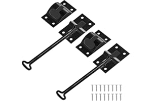 ESUDNT RV Door Holder with Silent Snap, Upgrade Noiseless Black Metal Camper Door Holder Trailer Door Latch, Catch T-Style Door Holder to Keep Door Open for Cargo Trailer, Truck (2 Pack,6 Inch)