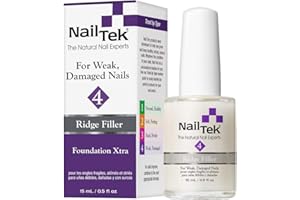 Nail Tek Xtra 4 Ridge Filling Nail Strengthener Base Coat, Nail Polish Repair Treatment for Weak and Damaged Nails, 0.5 oz, 1-Pack