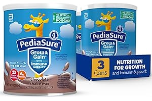 PediaSure Grow & Gain with Immune Support Shake Mix Powder, 23 Vitamins & Minerals, 6g Protein, Non-GMO, Gluten-Free, Chocolate, 14.1 oz Can, Pack of 3-24 servings