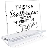 Funny Bathroom Desk Sign, This is A Bathroom Not An Internet Cafe Shit & Split Signs, Acrylic Decor for Home Office Toilet, Toilet Paper Sign, Modern Decorations for Home 4.3x3.9x2.5 inches