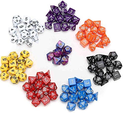 DND Dice, Assorted Math RPG Dice, Polyhedral Dice Set Mixed D20 D12 D10 D8 for Role Playing Game, with Free Black Drawstring Pouches