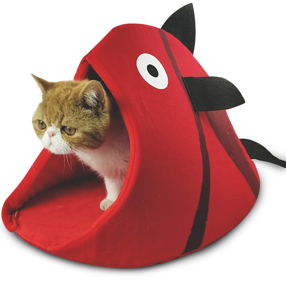 Petgrow Novelty Cat Bed House Decorative Fish Shaped Large Size, Cozy