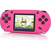 16 Bit Handheld Game for Kids, 3.0'' Large Screen Retro Gaming Player, Preloaded 200 HD Retro Kids Games with 2 Cartridges for Birthday Gift, Video Games for Boys & Girls Aged 4-12(Rose Red)