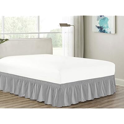 Buy Wrap Around Bed Skirts Elastic Dust Ruffles Easy Fit Wrinkle And Fade Resistant Silky Luxrious Fabric Solid Color Light Grey Bedskirt For Queen Size Beds 15 Inches Drop Online In Indonesia