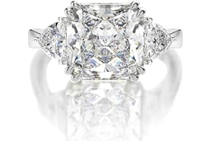 Obiyos Women's Rectangle Design High-Carbon Diamond Engagement and Promise Ring – 2CT Rectangle Cut, 925 Sterling Silver, 18K White Gold Plated, Superior to Moissanite