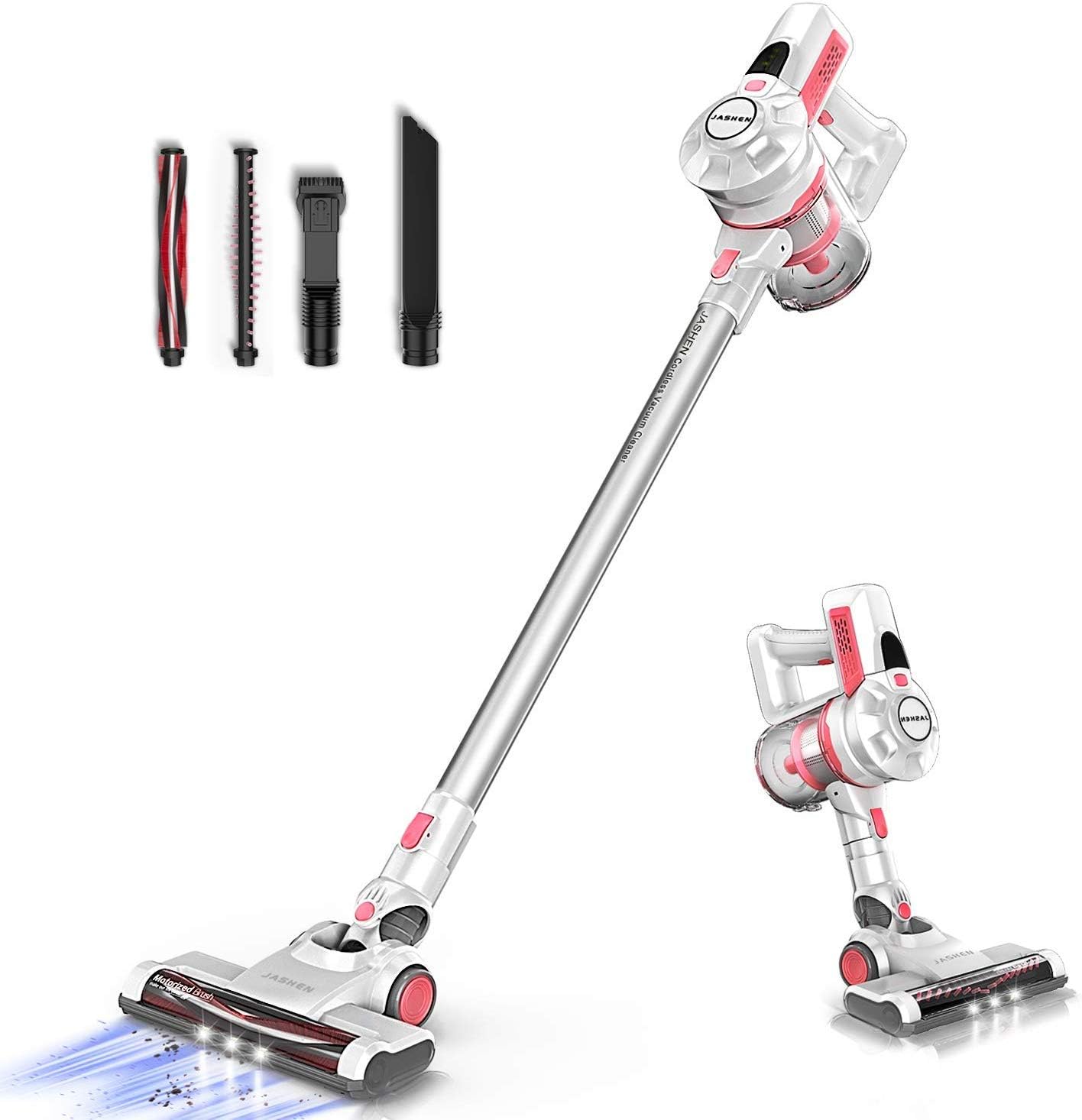 Cordless Vacuum Cleaner, JASHEN Cordless Stick Vacuum Cleaner Wireless Lightweight Handheld Vacuum Cleaner 2 in 1 with Rechargeable Lithium Battery & LED Brush for Floor Carpet Pet Hair Car