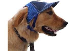 Dog's Baseball Cap UV Protection Hat with Ear Holes and Adjustable Buckle Outdoor Visor Cap for Medium Large Dog (for Neck Si