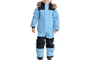 Kids Boys Girls One Pieces Snowsuits Outdoor Waterproof Ski Suits Jackets with Hood Winter Snowboarding Jumpsuit