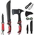 VEVOR Camping 10 inch Hatchet and Machete Knife Set - with Sheath,Hunting Knife,Flashlight,Paracord,16 inch Machete -Stainless Steel Camping Axe Tool Set-for Outdoor Survival Hunting Camping Adventure