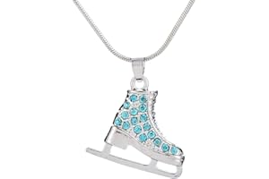 TEAMER 3D Turquoise Crystal Ice Skate Necklace Figure Skating Pendant Skater Necklace Jewelry for Women