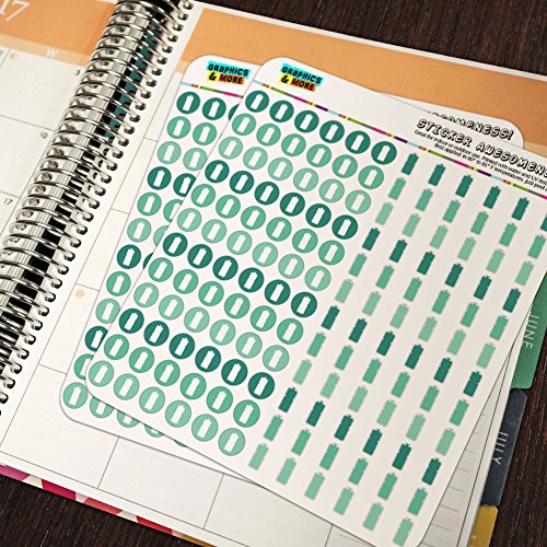 Water Bottle Hydrate Dots Planner Calendar Scrapbooking Crafting Stickers - Teal - Opaque