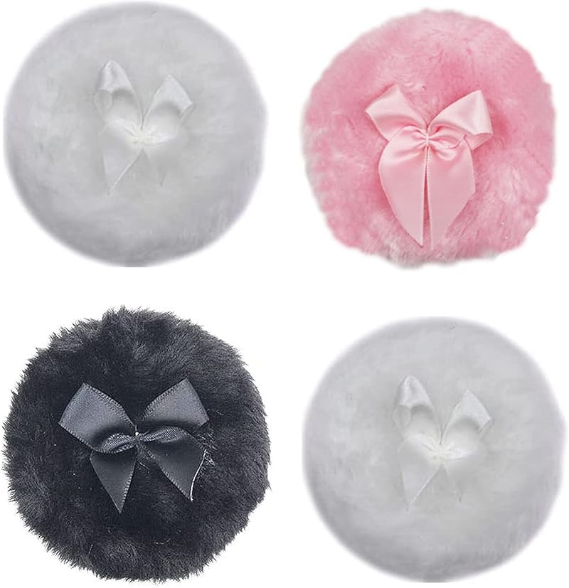 LIUJUNH 4 Pcs Fluffy Plush Powder Puff for Loose Powder Foundation Cream